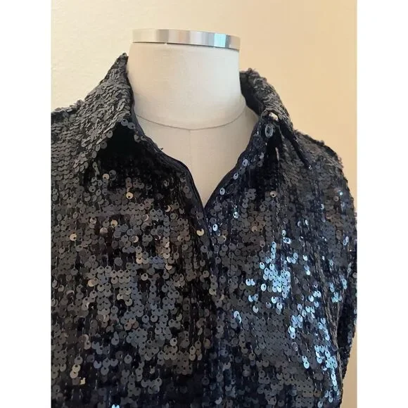 J. CREW Collection Classic-Fit Sequin Shirt Button Down Top Blouse Size 6. - Picture 6 of 9